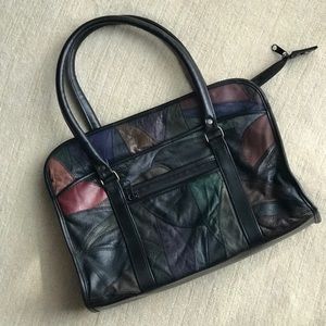 Vintage Leather Patchwork Shoulder Bag